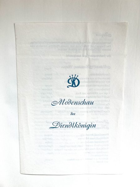 Programm einer Modenschau — Aufnahme aus dem Familienalbum